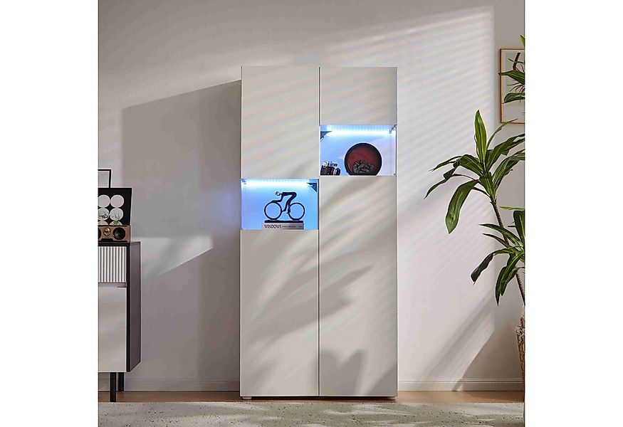 BlingBin Vitrine mit LED-Beleuchtung Standvitrinen Acryl (1-St., weiß, B80/ günstig online kaufen