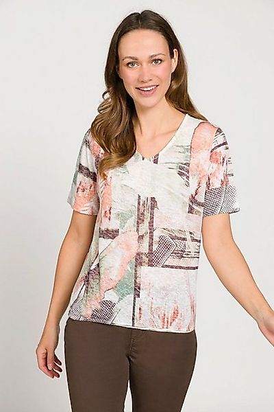 Gina Laura Rundhalsshirt T-Shirt Patch Print V-Ausschnitt Halbarm günstig online kaufen