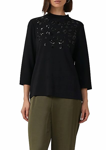 s.Oliver BLACK LABEL 3/4-Arm-Shirt, mit Pailletten und feinem hohem Kragen günstig online kaufen