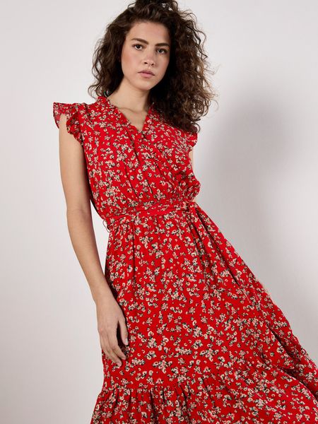 Apricot Druckkleid Geblümtes Bardot-Maxikleid (2-tlg., Stoffgürtel) günstig online kaufen