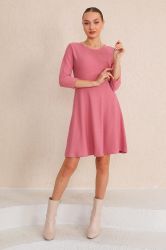 Bongual A-Linien-Kleid Casual Midikleid 3/4-Ärmel, mit günstig online kaufen