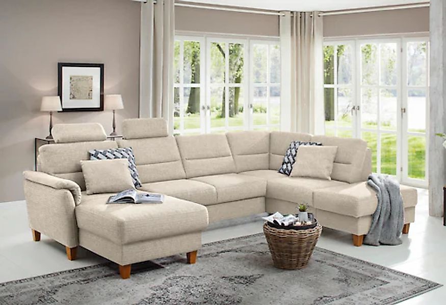 Home affaire Wohnlandschaft »Palmera U-Form, B: 308 cm« optional Bettfunkti günstig online kaufen