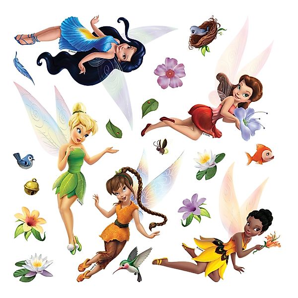 Disney Wandtattoo Feen Grün Blau und Orange 30 x 30 cm 600225 günstig online kaufen