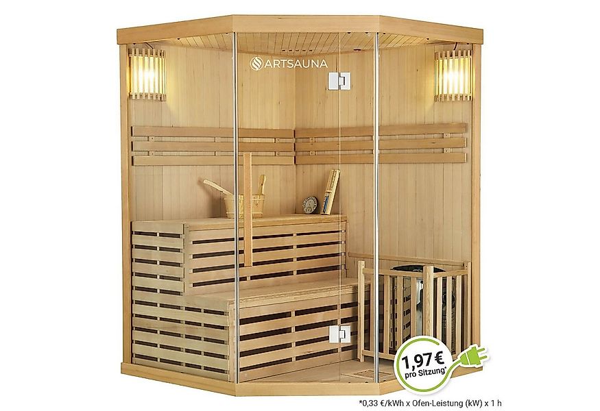 Artsauna Sauna Espoo150 Premium, 50 mm, für 3 Personen, Hemlock Holz, Harvi günstig online kaufen