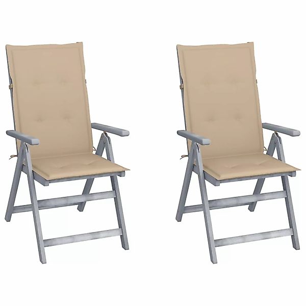 Verstellbare Gartenstühle 2 Stk. Mit Auflagen Massivholz Akazie günstig online kaufen
