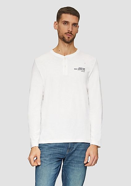 s.Oliver Langarmshirt T-Shirt Henley-Shirt mit Flammgarnstruktur günstig online kaufen