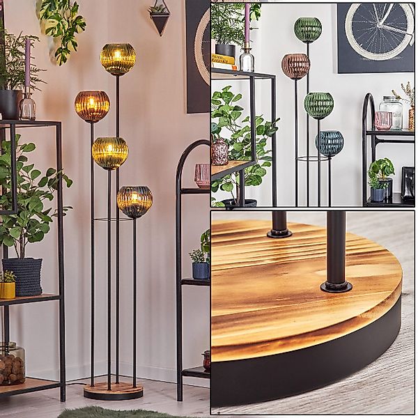 hofstein Stehlampe Stehlampe aus Metall/Holz/Riffelglas in günstig online kaufen