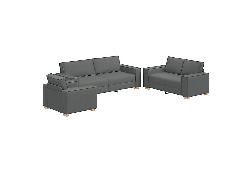vidaXL Sofa Sofa 3 pcs Dunkelgrau Leinenmischgewebe, 3 Teile günstig online kaufen