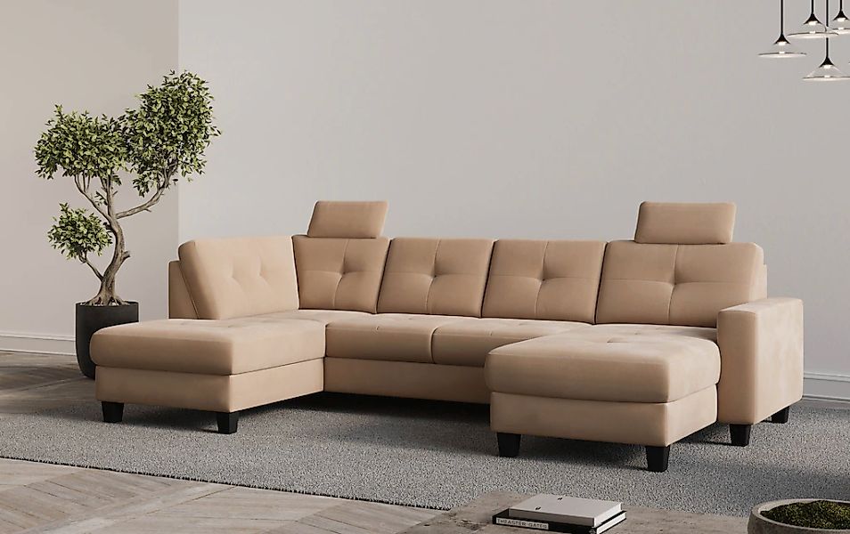 Places of Style Wohnlandschaft "Varese", Kreuznaht in beige günstig online kaufen