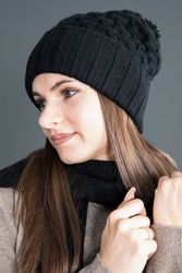 Ariun Strickmütze Kaschmirmütze mit markantem Strickmuster günstig online kaufen