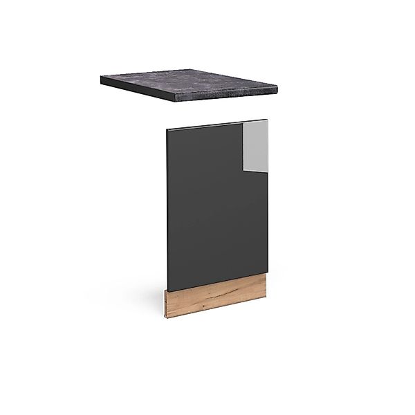 Vicco Frontblende Fame-Line Anthrazit Hochglanz/Goldkraft Eiche 45 cm AP An günstig online kaufen