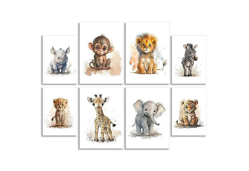 JUSTGOODMOOD Poster ® Tiere Wald Dschungel Aquarell Kinderzimmer, D Elefant günstig online kaufen