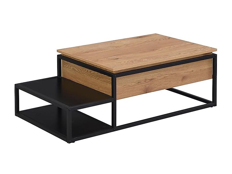 Couchtisch höhenverstellbar - MDF & Metall - Naturfarben & Schwarz - LUTESA günstig online kaufen