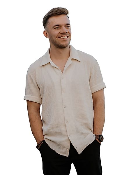 hutch&putch Kurzarmhemd Musselin Herrenhemd - Business günstig online kaufen