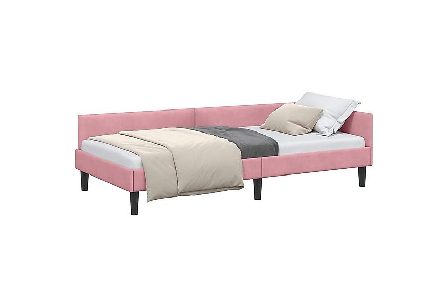 vidaXL Bett Eckbettgestell Rosa 80 cm x 200 cm SamtundSperrholz (1-tlg) günstig online kaufen