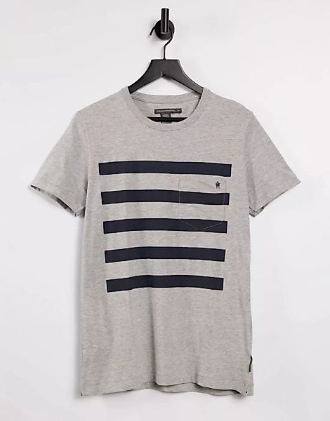 French Connection – T-Shirt mit 5 Streifen in Hellgrau günstig online kaufen