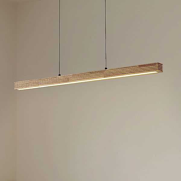 Lucande LED-Hängeleuchte Emara, holz hell, Eiche, CCT günstig online kaufen