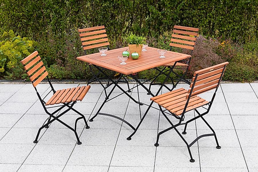 MERXX Garten-Essgruppe "Schloßgarten", (5 tlg.), 4 Klappsessel, Tisch günstig online kaufen
