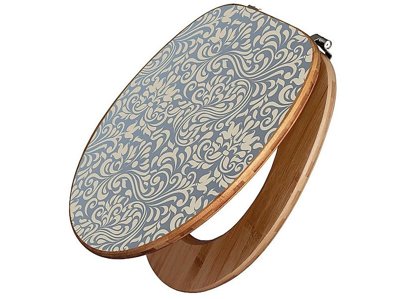 banjado WC-Sitz Bambus Motiv Blaues Ornament (umweltfreundliches Material, günstig online kaufen