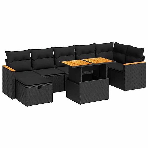 vidaXL 5-Tlg Garten-Sofagarnitur mit Kissen Schwarz Poly Rattan 3328119 günstig online kaufen
