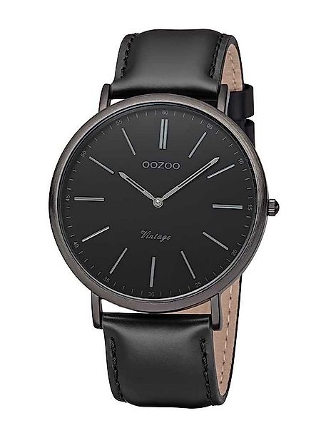 OOZOO Quarzuhr Ultra Slim Vintage Herrenuhr C7301 schwarz Lederband 44 mm günstig online kaufen