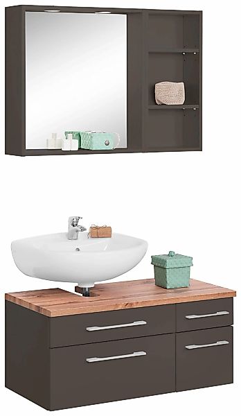 welltime Badmöbel-Set "Davos" 3 Stk. tlg. Spiegel inklusive Beleuchtung, Re günstig online kaufen