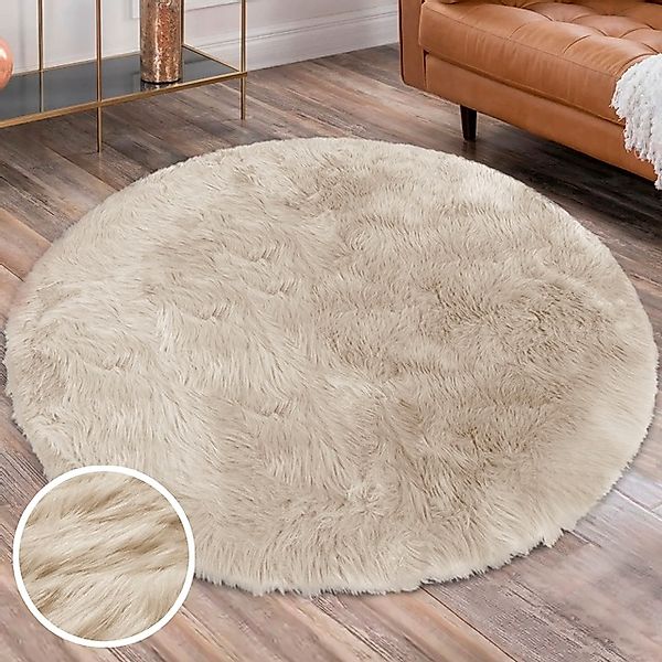 my home Hochflor-Teppich »Valeria Fellteppich kuschelig«, rund, 60 mm Höhe, günstig online kaufen