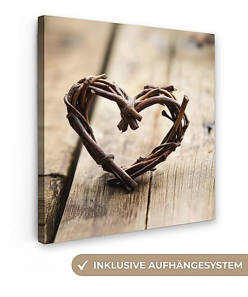 OneMillionCanvasses® Leinwandbild Herz - Holz - Natur - Äste - Braun, Fotod günstig online kaufen