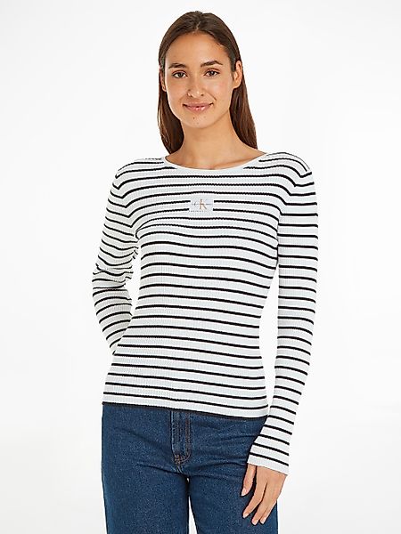 Calvin Klein Jeans Rundhalspullover "WOVEN LABEL TIGHT SWEATER", mit Logopa günstig online kaufen