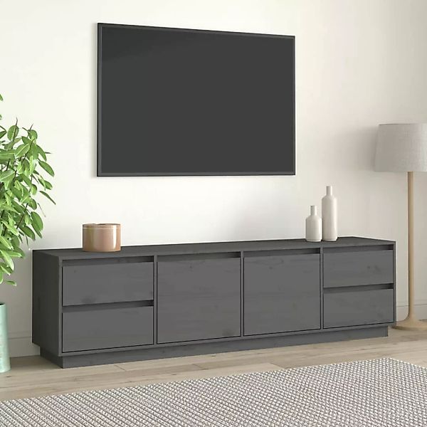 Vidaxl Tv-schrank Grau 176x37x47,5 Cm Massivholz Kiefer günstig online kaufen