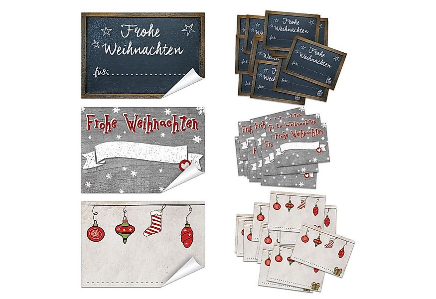 Logbuch-Verlag Dekofigur SET 3 x 25 weihnachtliche Geschenkaufkleber 7 x 5 günstig online kaufen