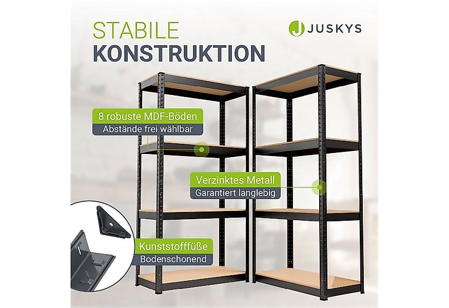 Juskys Schwerlastregal Easy, Set, 2er Set, 640 kg Traglast, 8 Böden, indivi günstig online kaufen