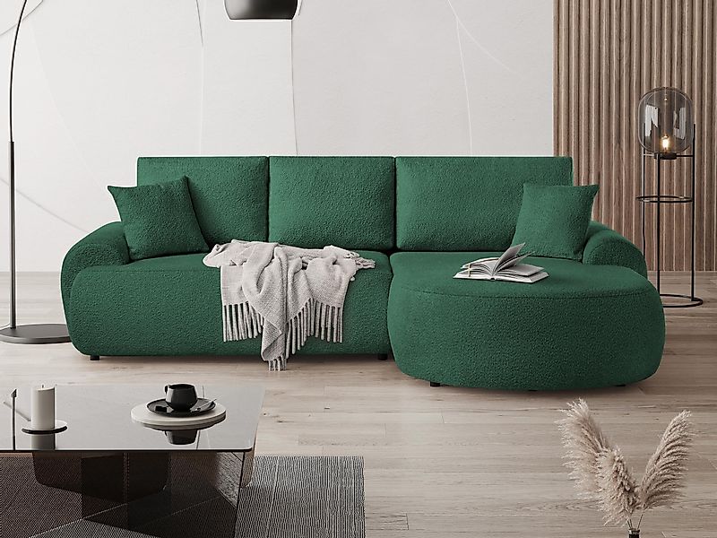 Beautysofa Ecksofa mit Kissen aus Bouclé-Stoff günstig online kaufen
