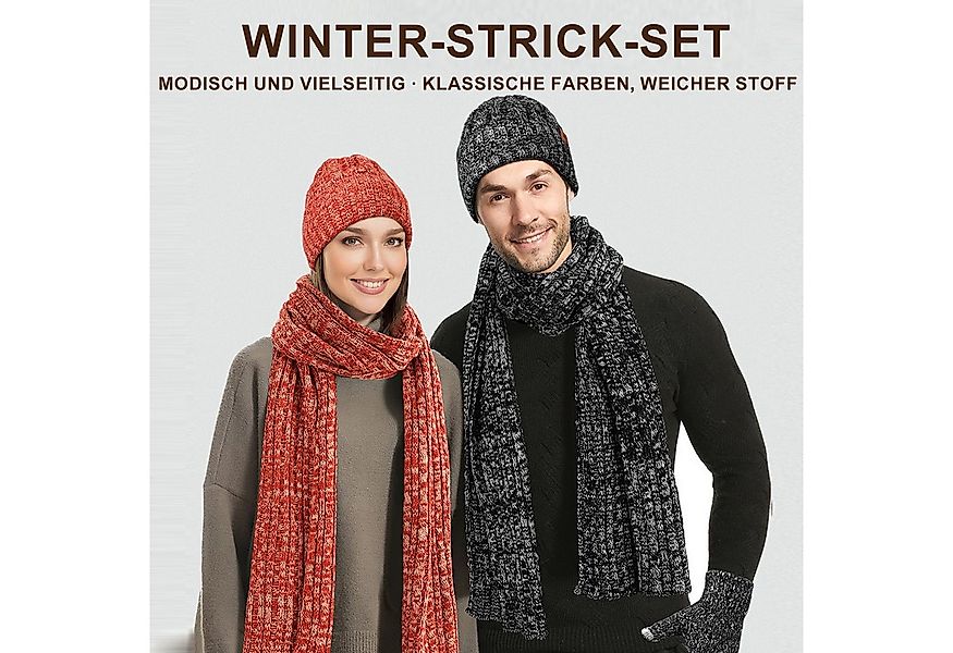 Mutig Mütze & Schal Mütze Schal Handschuh 3-Set,Gestrickt Touchscreen-Hands günstig online kaufen