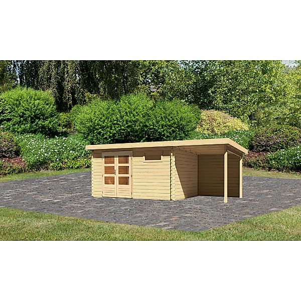 Karibu Holz-Gartenhaus Ängelholm Natur Pultdach Unbehandelt 370 cm x 280 cm günstig online kaufen