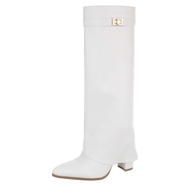 Ital-Design Elegante kniehohe Stiefelette mit Blockabsatz günstig online kaufen