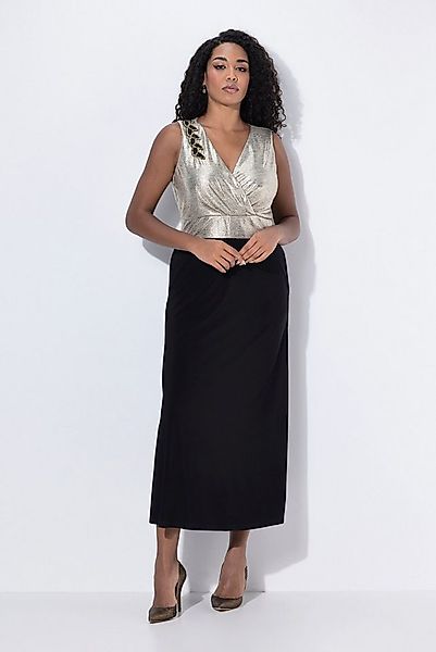 Ulla Popken Cocktailkleid Maxikleid Glitter Stickerei V-Ausschnitt ärmellos günstig online kaufen