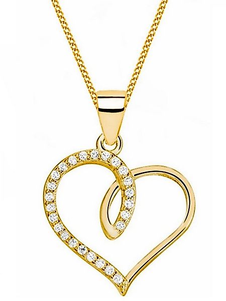 Goldene Hufeisen Goldkette Halskette Gold Herz 18K Gelbgold vergoldet Zirko günstig online kaufen