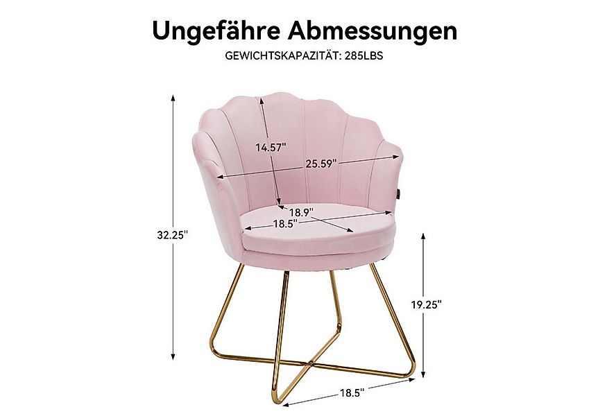 HawthyHome Polsterstuhl Polstersessel mit Blütenblatt-Rückenlehne & Goldene günstig online kaufen