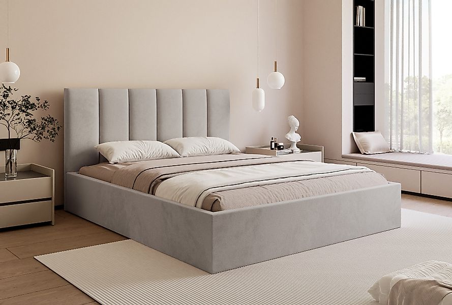 Goldstoff Polsterbett mit Stauraum & elegantem günstig online kaufen