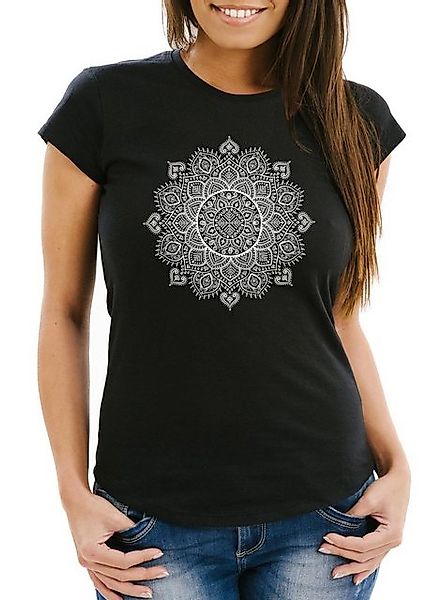 Neverless Print-Shirt Damen T-Shirt Mandala Ethno Boho Bohemian Slim Fit mi günstig online kaufen