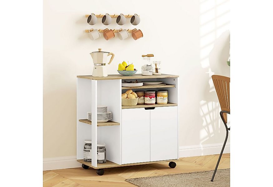 HOMCOM Servierwagen mit Schrank, verschiebbaren und verstellbaren Einlegebö günstig online kaufen