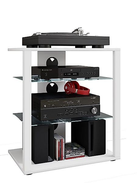 VCM TV-Rack Hifi Möbel Rack Alu Glas Phono Mediaregal Folas günstig online kaufen