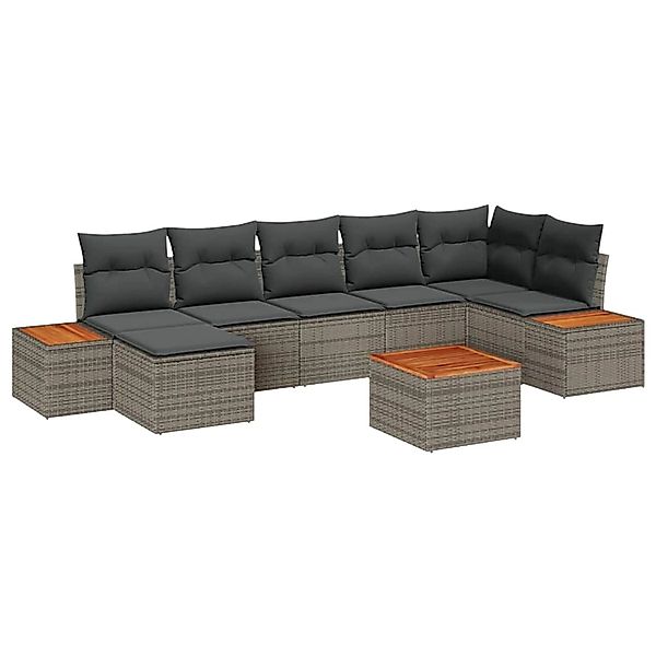 vidaXL Garten-Sofa-Set mit Kissen 8-Tlg Grau Poly Rattan 3348135 günstig online kaufen