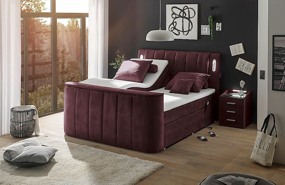 ED EXCITING DESIGN Boxspringbett "Dallas" 6 Stk. tlg. inkl. Topper, LED-Bel günstig online kaufen