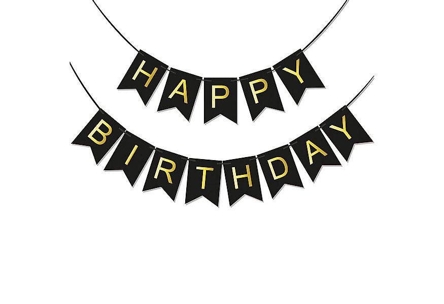 BRUBAKER Wimpelkette Happy Birthday - Geburtstag Girlande Schwarz Gold - Pa günstig online kaufen