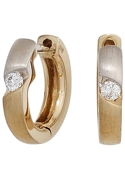 JOBO Paar Creolen, rund 585 Gold bicolor mit 2 Diamanten günstig online kaufen