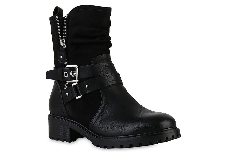 VAN HILL 841452 Bikerboots Damen Leicht Gefütterte Biker Boots Stiefeletten günstig online kaufen