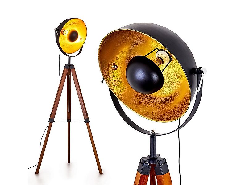 hofstein Stehlampe »Ghedi« Vintage Stehleuchte in Schwarz/Gold aus Metall, günstig online kaufen