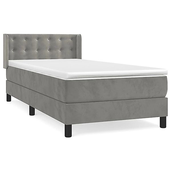 Vidaxl Boxspringbett Mit Matratze Hellgrau 100x200 Cm Samt günstig online kaufen
